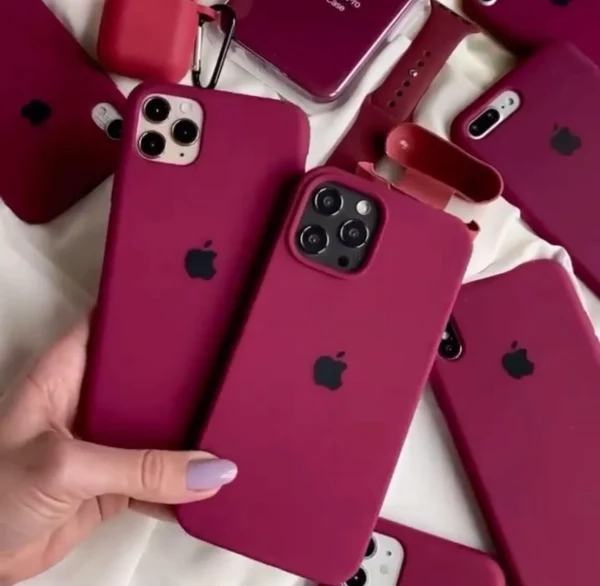 iPhone Silicone Case - (Maroon) For iPhone 16 15 14 13 12 11 Pro Max 6s 7 8 Plus SE Xs Back Cover - Image 2