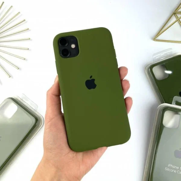 iPhone Silicone Case - (Olive Green) For iPhone 16 15 14 13 12 11 Pro Max 6s 7 8 Plus SE Xs Back Cover - Image 2