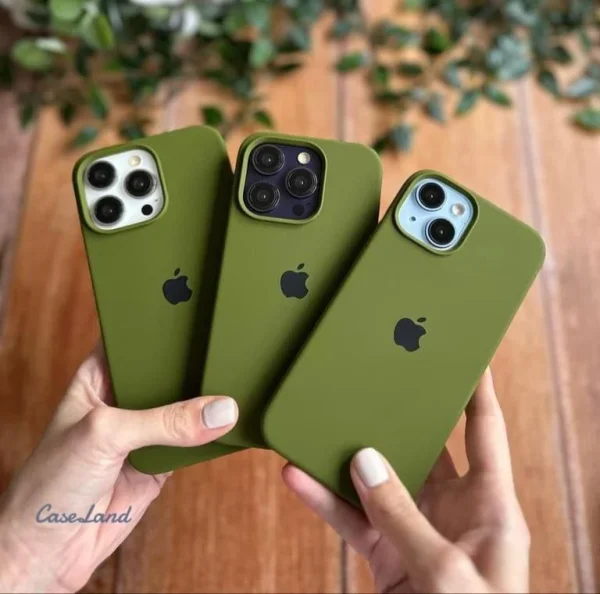 iPhone Silicone Case - (Olive Green) For iPhone 16 15 14 13 12 11 Pro Max 6s 7 8 Plus SE Xs Back Cover - Image 3