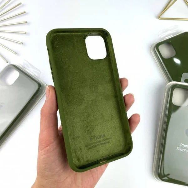 iPhone Silicone Case - (Olive Green) For iPhone 16 15 14 13 12 11 Pro Max 6s 7 8 Plus SE Xs Back Cover - Image 5