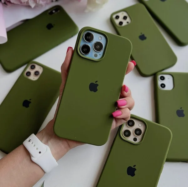 iPhone Silicone Case - (Olive Green) For iPhone 16 15 14 13 12 11 Pro Max 6s 7 8 Plus SE Xs Back Cover