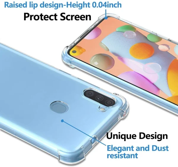 Samsung A11 / M11 Back Cover - Shockproof Clear Case - Image 3