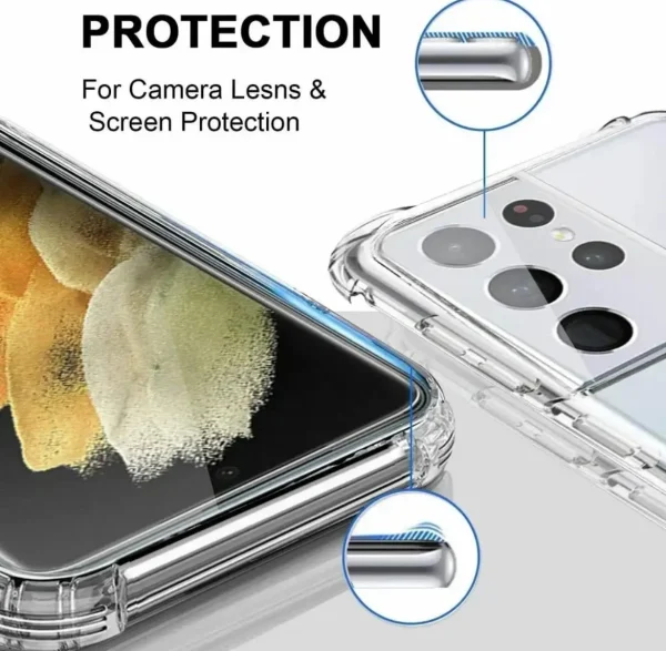 Samsung Galaxy S21 Ultra Back Cover - Shockproof Clear Case - Soft Transparent BackCover For Girls Boys - Image 3