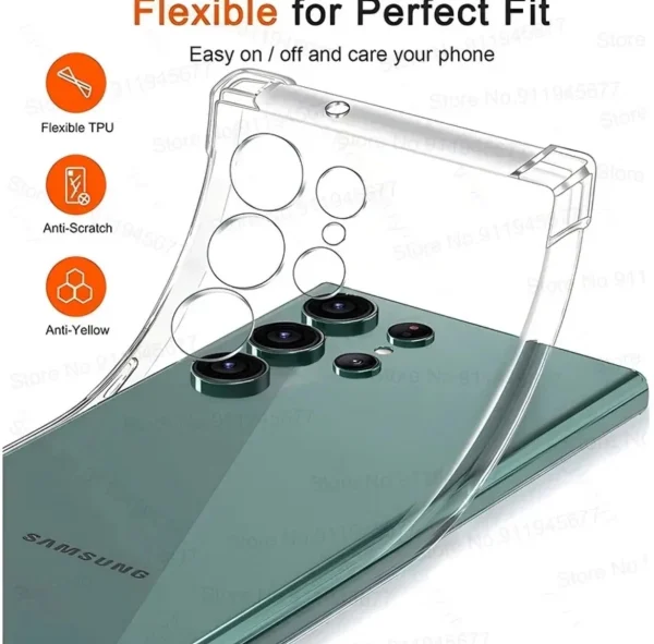 Samsung Galaxy S24 Ultra Back Cover - Shockproof Clear Case - Soft Transparent BackCover For Girls Boys - Image 3