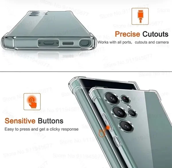 Samsung Galaxy S24 Ultra Back Cover - Shockproof Clear Case - Soft Transparent BackCover For Girls Boys - Image 4