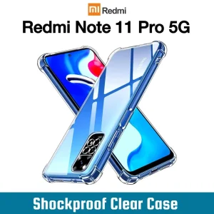 Xiaomi Redmi Note 11 Pro 5G Back Cover - Shockproof Clear Case - Soft Transparent BackCover For Girls Boys