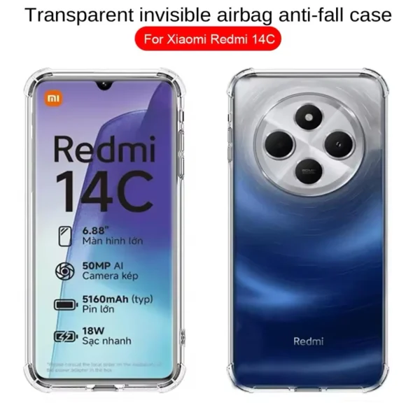 Xiaomi Redmi 14C Back Cover - Shockproof Clear Case -Soft Transparent BackCover For Girls Boys - Image 6