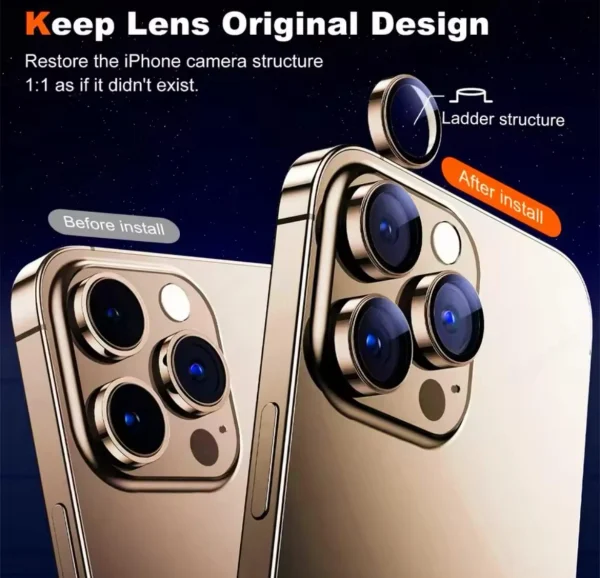 Metal Ring Camera Lens Protector for iPhone 16 15 14 13 12 11 Pro Max Tempered Glass Scratch Resistant Camera Film - Image 12