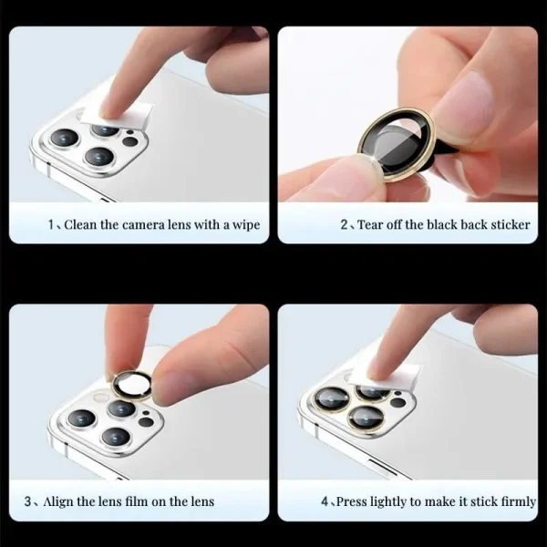 Metal Ring Camera Lens Protector for iPhone 16 15 14 13 12 11 Pro Max Tempered Glass Scratch Resistant Camera Film - Image 17