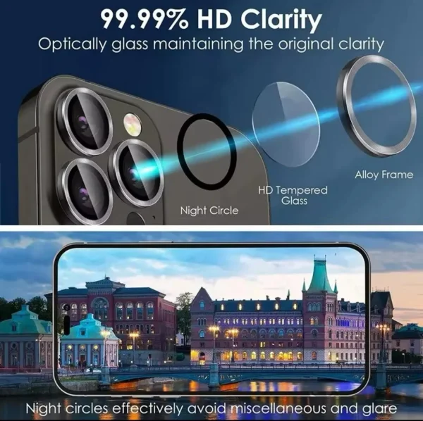 Metal Ring Camera Lens Protector for iPhone 16 15 14 13 12 11 Pro Max Tempered Glass Scratch Resistant Camera Film - Image 10
