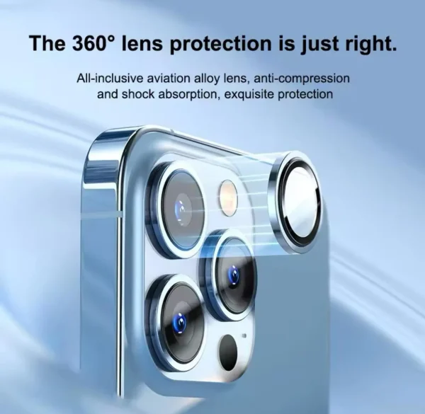 Metal Ring Camera Lens Protector for iPhone 16 15 14 13 12 11 Pro Max Tempered Glass Scratch Resistant Camera Film - Image 3