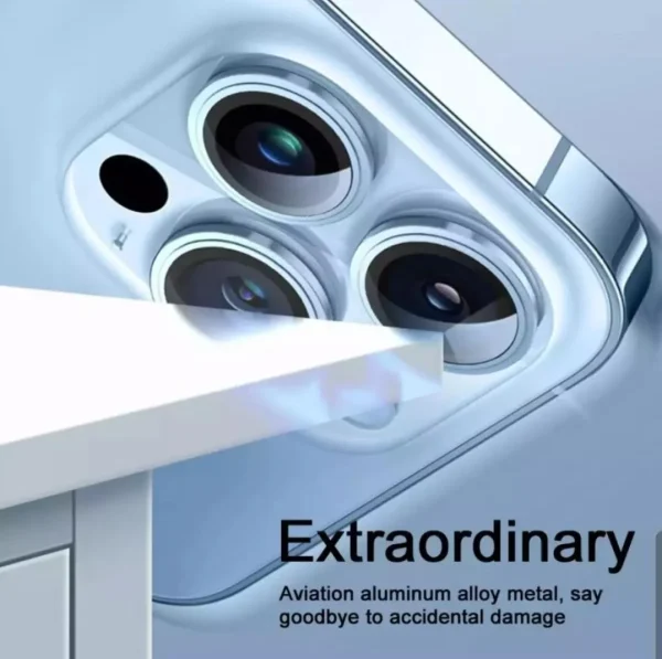 Metal Ring Camera Lens Protector for iPhone 16 15 14 13 12 11 Pro Max Tempered Glass Scratch Resistant Camera Film - Image 4