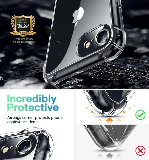 Shockproof Clear Case For iPhone 7/ 8/ SE 2020 Back Cover - Soft Transparent BackCover For Girls Boys - Image 4