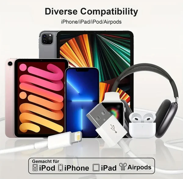 Apple USB to Lightning Cable For 6s 7 Plus 8 Xr X Xs Max iPhone Charger Cable Data Sync Fast Charging Cable - Image 3