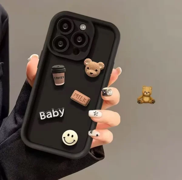 3D Bear Cute Case - Black