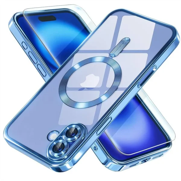 Luxury MagSafe Case For iPhone 16 - (Sierra blue)