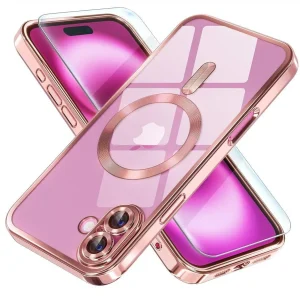Luxury MagSafe Case For iPhone 16 - (Pink)