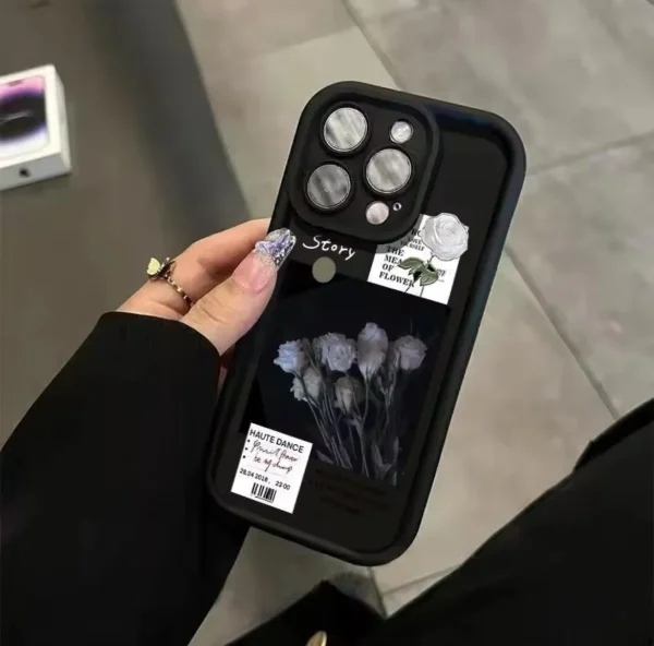 Rose Floral Case - Black (iPhone) - Image 3