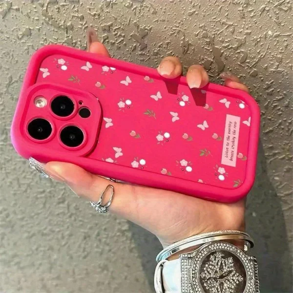 Rose Floral Case For iPhone 11 Pro (Hot Pink) - Image 4