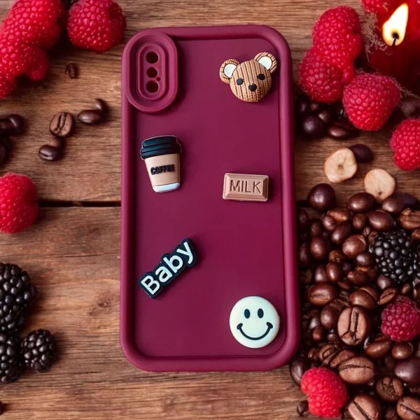 3D Bear Cute Case - Maroon - Image 2