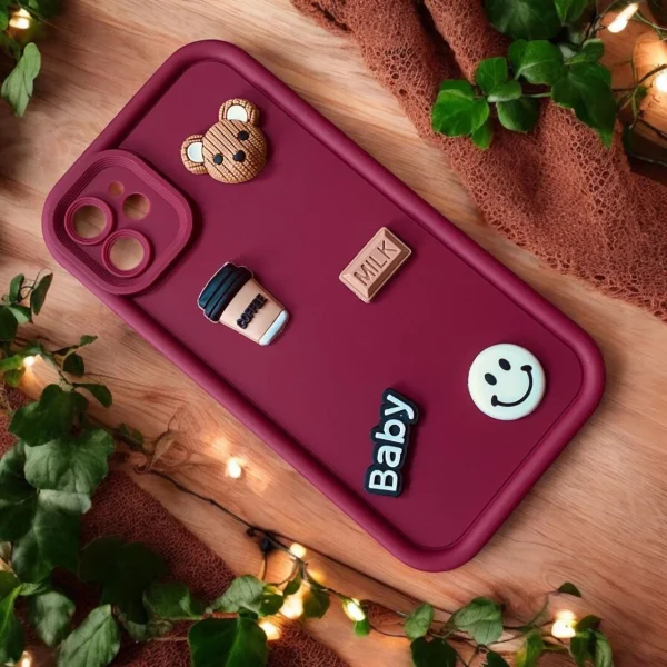 3D Bear Cute Case - Maroon - Image 4