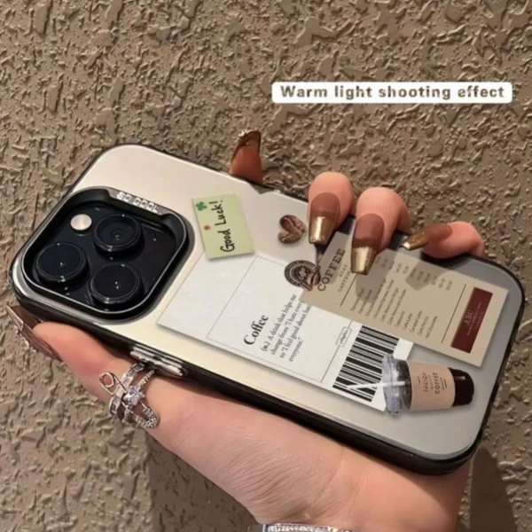 Fashion Aesthetic Coffee Case- For iPhone 16 15 14 13 12 11 Pro Max X Xs SE2 SE3 7 8 Plus Back Cover Girls Cute Design Case - Image 3