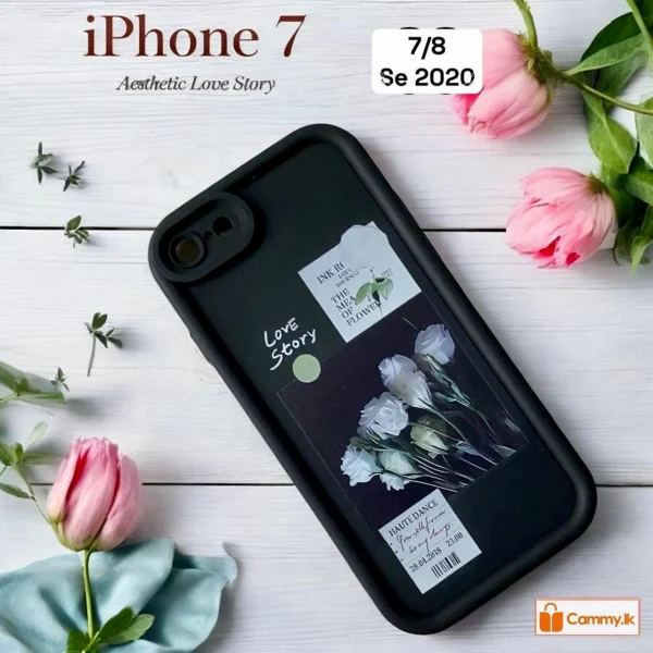 iPhone 7/ 8/ SE2/ SE3 Back Cover- Fashion Aesthetic Love Story Floral Case For Girls Rose Flower Cute Design Silicone Case - Image 4