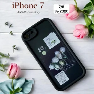 iPhone 7/ 8/ SE2/ SE3 Back Cover- Fashion Aesthetic Love Story Floral Case For Girls Rose Flower Cute Design Silicone Case