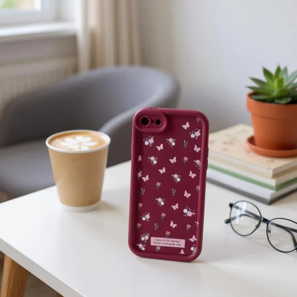 iPhone 7/ 8/ SE2/ SE3 Back Cover- Fashion Aesthetic Rose Floral Case For Girls Flower Cute Design Maroon Silicone Phone Case - Image 2