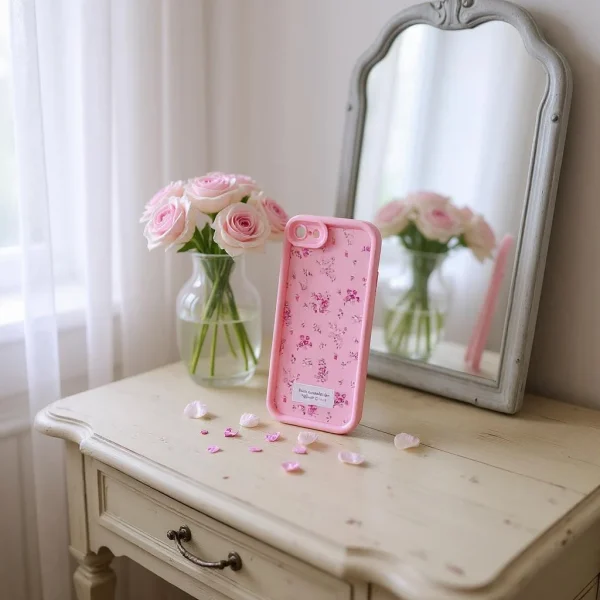 iPhone 7/ 8/ SE2/ SE3 Back Cover- Fashion Aesthetic Rose Floral Case For Girls Flower Cute Design Pink Silicone Phone Case - Image 2