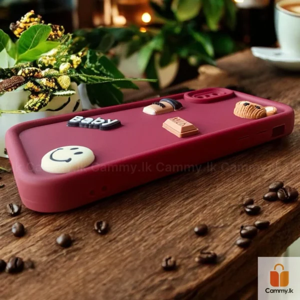 Cute 3D Bear Coffee Cartoon Case (Maroon) - For iPhone 15 14 13 12 11 Pro Max X Xs SE2 7 8 Plus Back Cover For Girls Cute Design Silicone Phone Case - Image 3