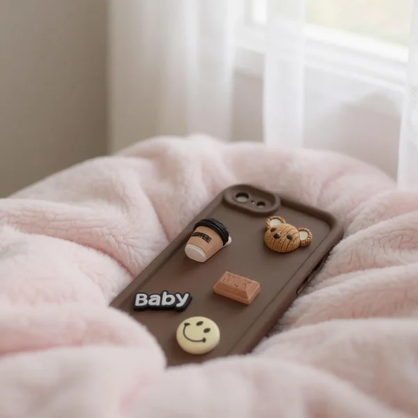 iPhone 7/ 8/ SE2/ SE3 Back Cover- Cute 3D Bear Coffee Cartoon Case For Girls Cute Design Brown Silicone Phone Case - Image 2