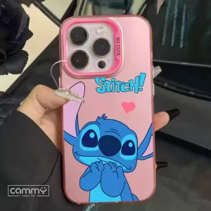 Stylish Pink Stitch Cartoon Cute Case For iPhone 17 16 15 14 13 12 11 Pro Max Mini X Xs SE2 7 8 Plus Back Cover - Pink