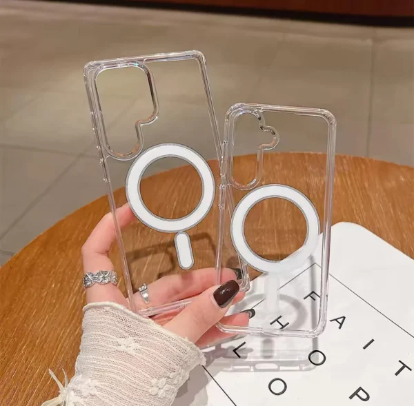 Clear Magnetic Case For Samsung S25 S24 S23 S22 Ultra Transparent Back Cover - Image 6