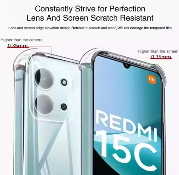 Shockproof Clear Case For Redmi 15C - Protective Transparent Back Cover - Image 3