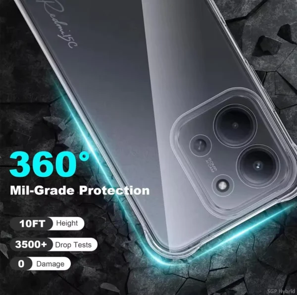 Shockproof Clear Case For Redmi 15C - Protective Transparent Back Cover - Image 2