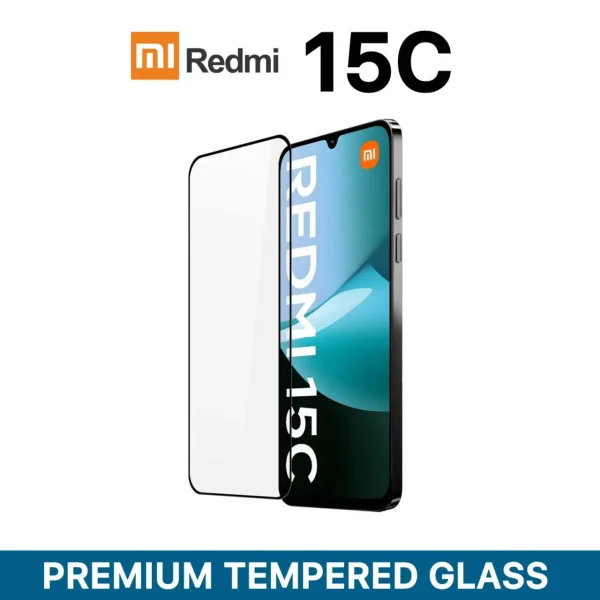 Redmi 15C Tempered Glass - Premium Full Glue Screen Protector