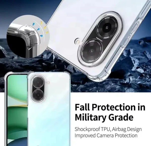 Redmi A5 Back Cover - Transparent Shockproof Protective Clear Case - Image 2