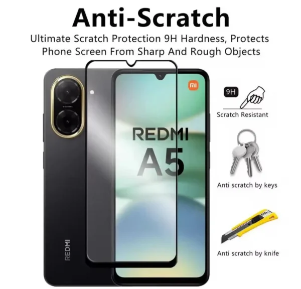 Redmi A5 Tempered Glass - Premium Full Glue Screen Protector - Image 4