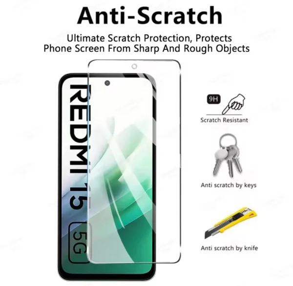Redmi 15 Tempered Glass - Premium Full Glue Screen Protector - Image 2