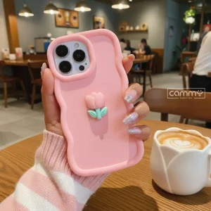 Wave Tulip Silicone Case For iPhone 16 15 14 13 12 11 Pro Max Mini X Xs SE2 7 8 Plus Back Cover - Cute Wavy Edition For Girls