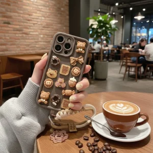 Donat Cute 3D Silicone Case For iPhone 16 15 14 13 12 11 Pro Max X Xs SE2 7 8 Plus Back Cover - Cute Case For Girls