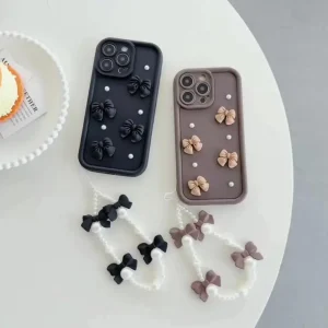Solid Pearl Mini Bow with Charm iPhone Case